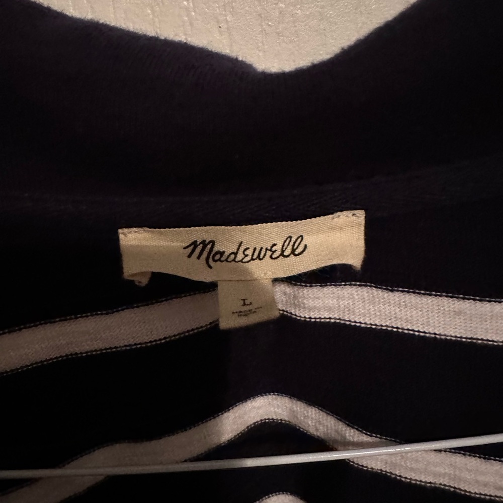 Madewell Navy and White Striped Long Sleeve Top - Picture 3 of 4